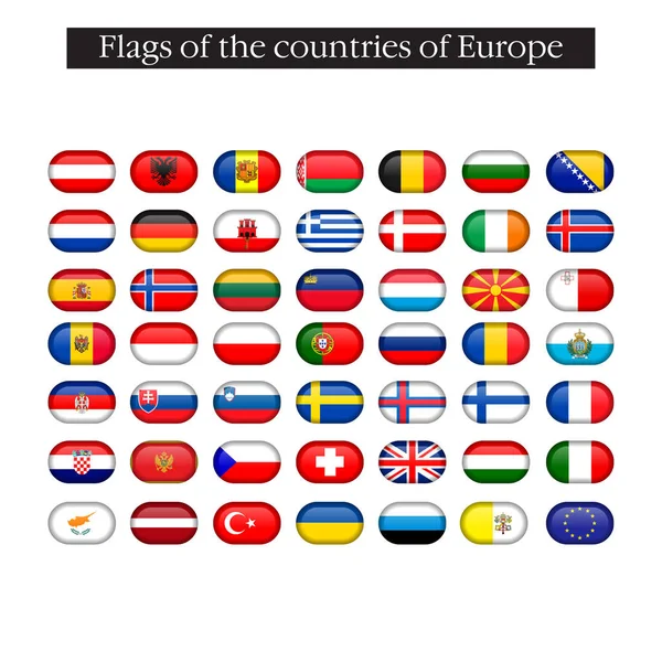 Egyszerű Kör Zászlók Vektor Lapos Stílusú Országok — Stock Vector