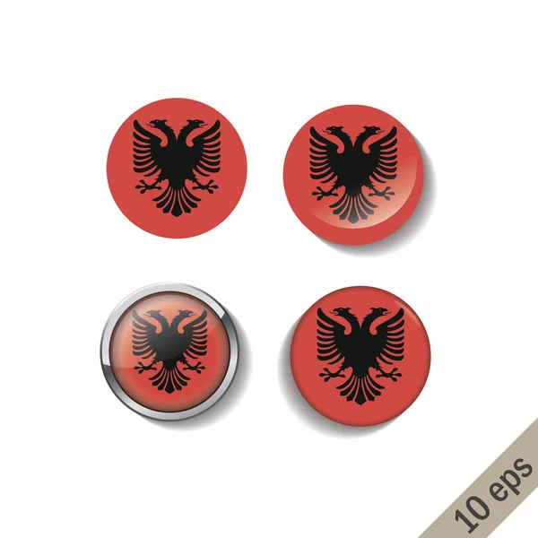 Set de banderas Albania insignias redondas . — Vector de stock