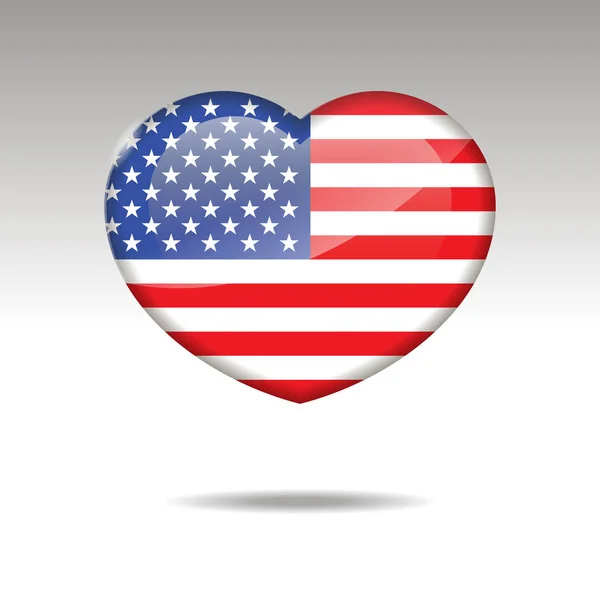 Amerika Birleşik Devletleri sembolü seviyorum. Kalp bayrak simgesi. — Stok Vektör