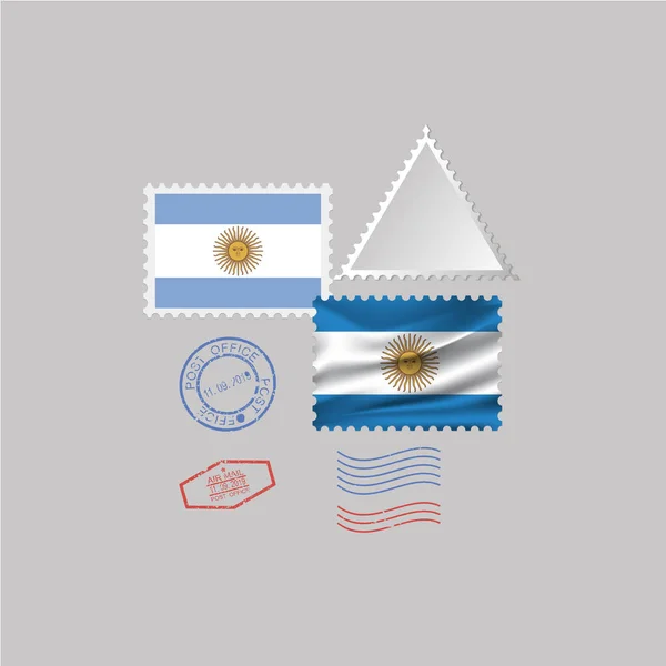 Un conjunto de sellos con la imagen de la bandera ARGENTINA — Archivo Imágenes Vectoriales