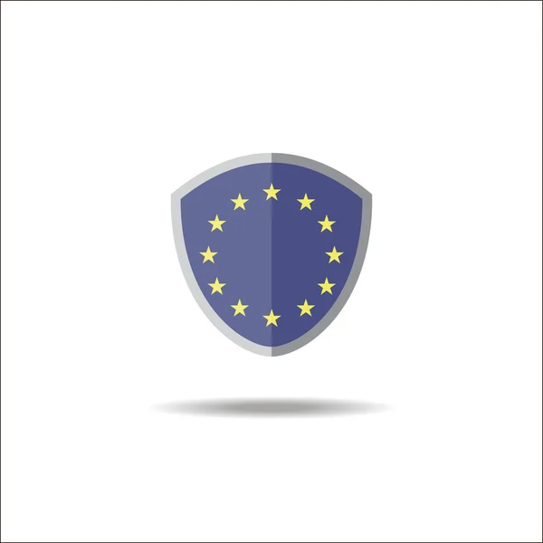 Flagga av Europeiska unionen platt vektor Shield emblem — Stock vektor
