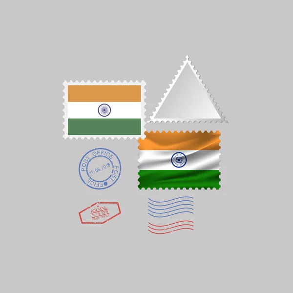 INDIA flag francobollo set, isolato su sfondo grigio, illustrazione vettoriale. 10 eps — Vettoriale Stock