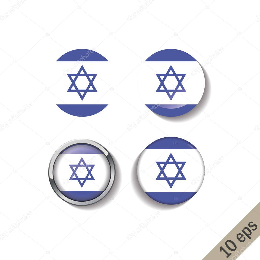 Set of ISRAEL flags round badges.