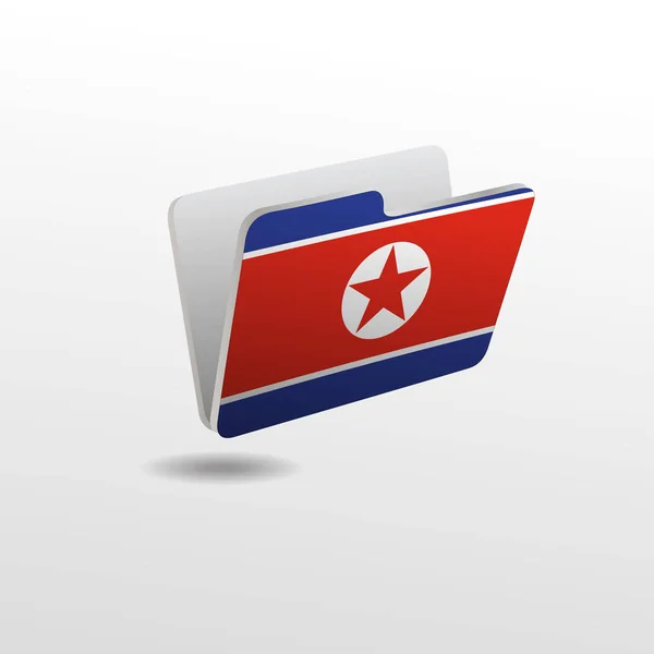 Folder with the image of the flag of NORTH KOREA — Stock Vector