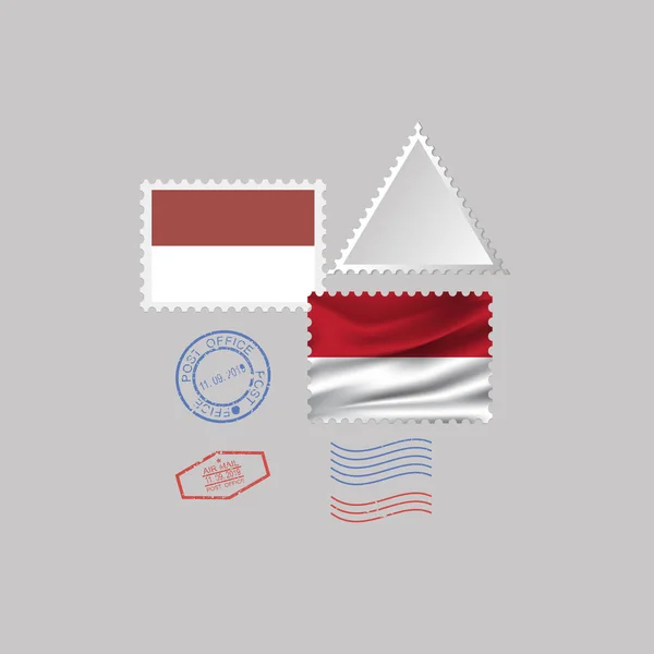 Ινδονησία σημαία σύνολο γραμματόσημο, απομονώνονται σε γκρίζο φόντο, εικονογράφηση φορέα. 10 eps — Διανυσματικό Αρχείο