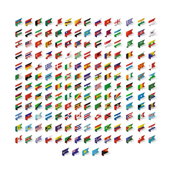 Ensemble de dossiers vectoriels icônes avec des drapeaux du monde — Image vectorielle