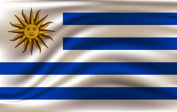 Integetett zászló Uruguay, felsőbb döntés szövet texturált áramló zászló, reális hullámzó zászlaja vektor Eps10 — Stock Vector