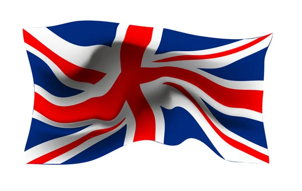 Realistiska viftande flagga av viftande flagga av Förenade kungariket, högupplösta tyg texturerat friflytande flagga, vektor Eps10 — Stock vektor