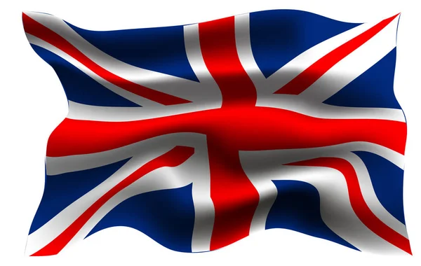 Realistické vlající vlajku vlající vlajka Velké Británie, vysoké rozlišení Fabric texturou vlající vlajka, vektorové Eps10 — Stockový vektor