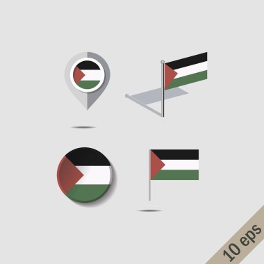 Harita iğne ile Filistin bayrağı