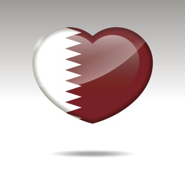 Aşk Quatar sembolü. Kalp bayrak simgesi.