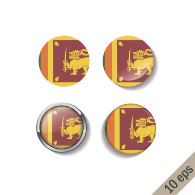 Sri Lanka kümesi yuvarlak rozetleri bayraklar.