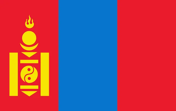 Vlag van Mongolië. Nauwkeurige afmetingen, element verhoudingen en kleuren. — Stockvector