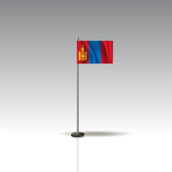 몽골의 국가의 국기 그림입니다. 국립 몽골 플래그 회색 배경에 고립입니다. Eps10 — 스톡 벡터