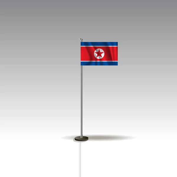 Bandera Ilustración del país de COREA DEL NORTE. Bandera nacional de la COREA DEL NORTE aislada sobre fondo gris. EPS10 — Archivo Imágenes Vectoriales