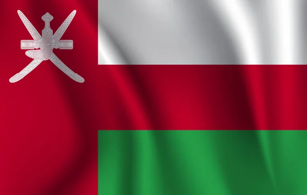 Flagge der USA. Flagge des Sultanats Oman geschwenkt. — Stockvektor