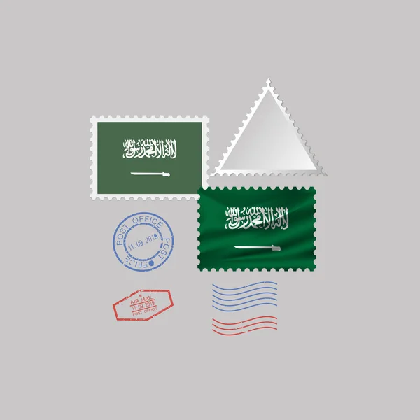 SAUDI ARABIA conjunto carimbo de postagem bandeira, isolado em fundo cinza, ilustração vetorial. 10 eps —  Vetores de Stock