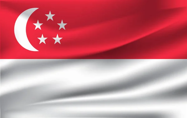 싱가포르의 깃발을 흔들며 현실. — 스톡 벡터