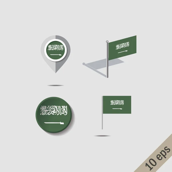 Anstecknadeln mit saudi-arabischer Flagge — Stockvektor