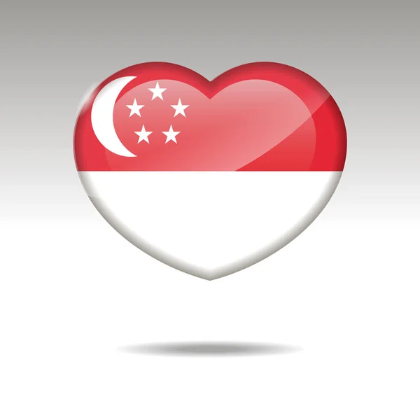 Liefde singapore symbool. hart vlag, pictogram. — Stockvector