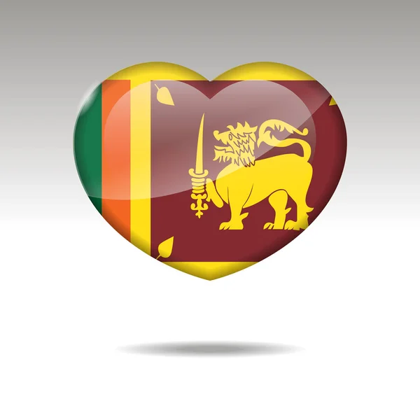 Amor SRI LANKA símbolo. Icono bandera del corazón . — Vector de stock