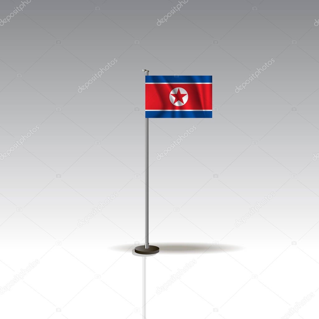 Flag Illustration of the country of NORTH KOREA. National NORTH KOREA flag isolated on gray background. EPS10