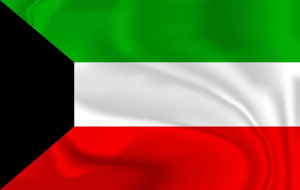 Kuveyt 3D dalgalanan bayrak — Stok Vektör