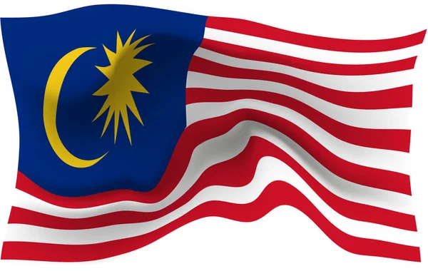 Gambar vektor dari negara bagian Malaysia mengibarkan bendera - Stok Vektor