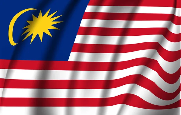 Gambar vektor dari negara bagian Malaysia mengibarkan bendera - Stok Vektor