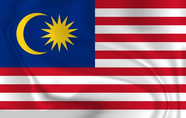 Gambar vektor dari negara bagian Malaysia mengibarkan bendera - Stok Vektor
