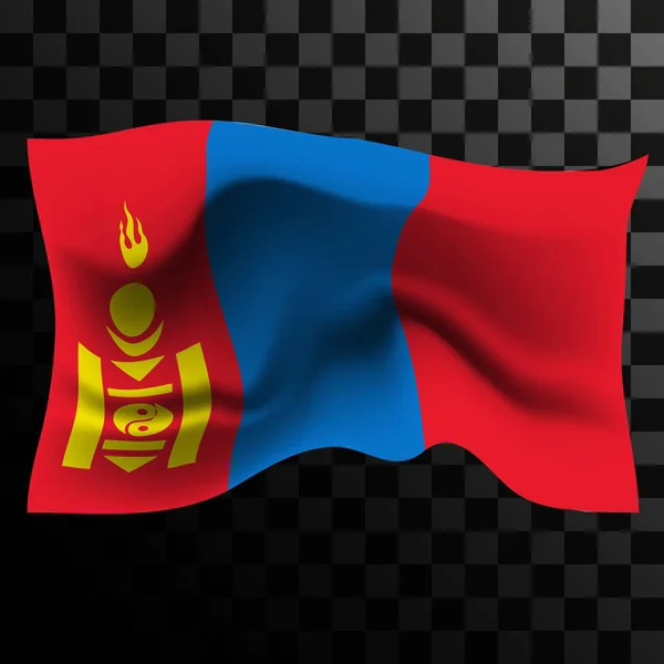 Flagge der Mongolei. realistisches Fahnenschwenken der Mongolei. — Stockvektor
