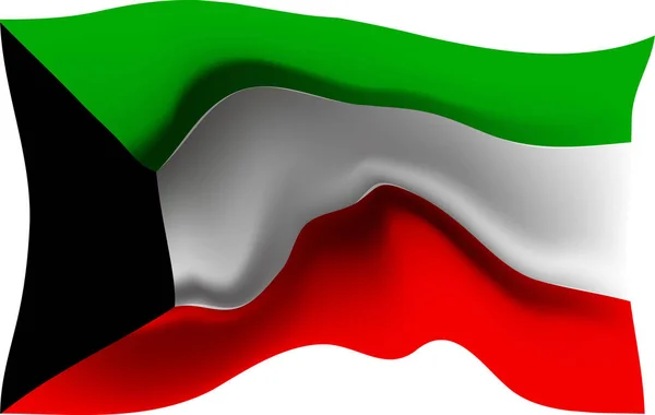 Kuveyt 3D dalgalanan bayrak — Stok Vektör