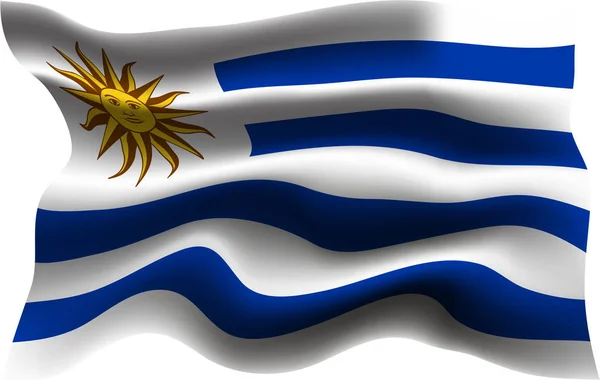 Drapeau agitant réaliste du drapeau agitant de l'Uruguay, drapeau fluide texturé en tissu haute résolution, vecteur EPS10 — Image vectorielle