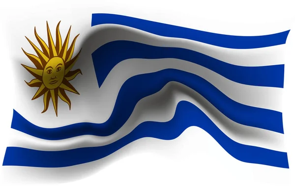 Realistische wapperende vlag van de wapperende vlag van Uruguay, hoge resolutie stof geweven vloeiende vlag, vector Eps10 — Stockvector