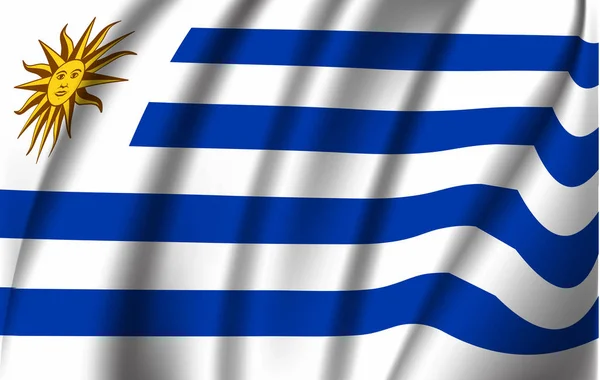 Bandera ondeante realista de la bandera ondeante de Uruguay, bandera de flujo texturizada de tela de alta resolución, vector EPS10 — Archivo Imágenes Vectoriales