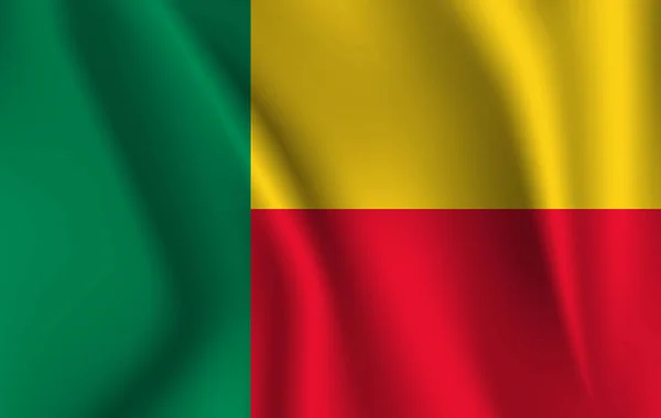 Bandeira do Benim. Bandeira de acenar realista de República de Benin . — Vetor de Stock