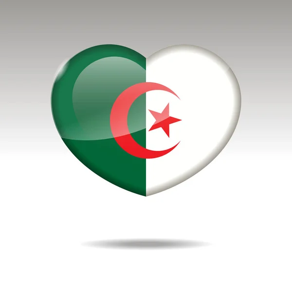 Amour symbole Algérie. Icône drapeau coeur. Illustration vectorielle . — Image vectorielle