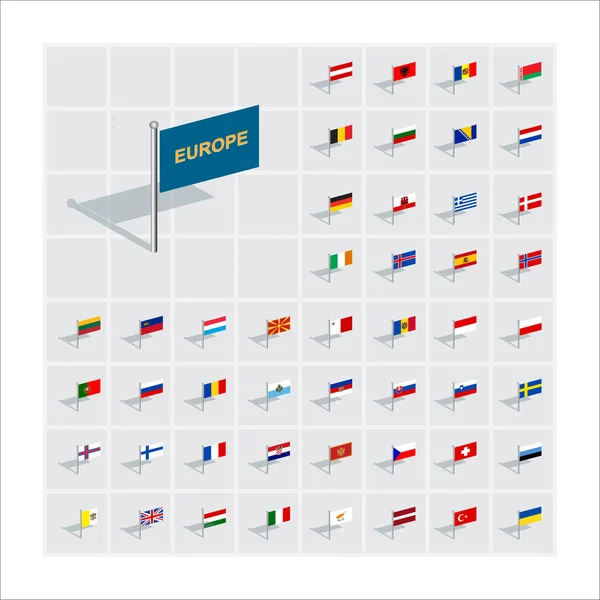 Ilustraciones de bandera 3D. Europa . — Vector de stock