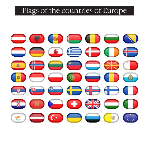 Conjunto de bandeiras do mundo emblemas redondos. A Europa. 10 eps — Vetor de Stock