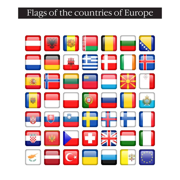 Un conjunto de banderas iconos cuadrados. Asia. 10 eps — Vector de stock