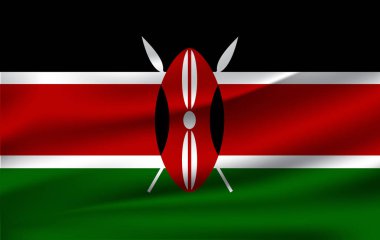 Beyaz bir arka plan üzerinde Kenya bayrak sallayarak.