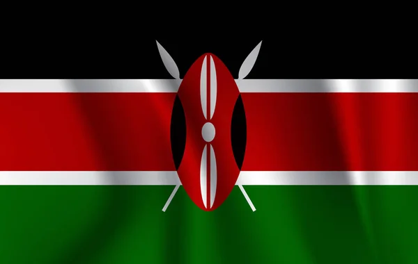 Viftar Kenya flagga på en vit bakgrund. — Stockfoto