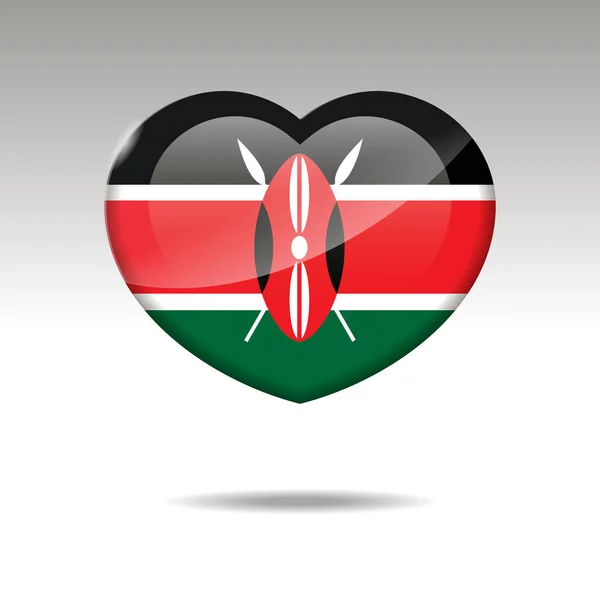 Simbolo di amore kenya. sull'icona del contrassegno di cuoremiłość symbol Kenii. flaga ikona. — Wektor stockowy