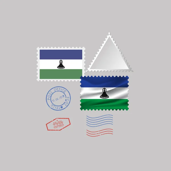 Λεσότο σημαία σύνολο γραμματόσημο, απομονώνονται σε γκρίζο φόντο, εικονογράφηση φορέα. 10 eps — Διανυσματικό Αρχείο