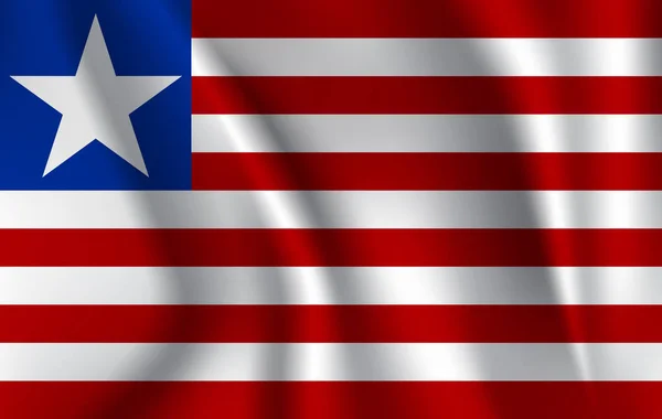 Liberya bayrağı. Liberya Cumhuriyeti bayrağı sallayarak gerçekçi. — Stok Vektör