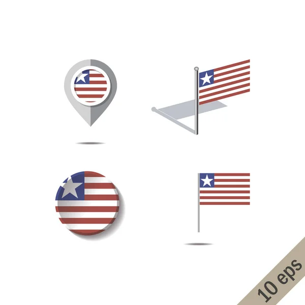 Mapa pinos com bandeira de Libéria —  Vetores de Stock