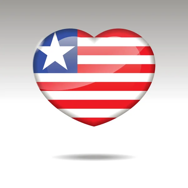 Adoro o símbolo da Libéria. Ícone da bandeira cardíaca . —  Vetores de Stock