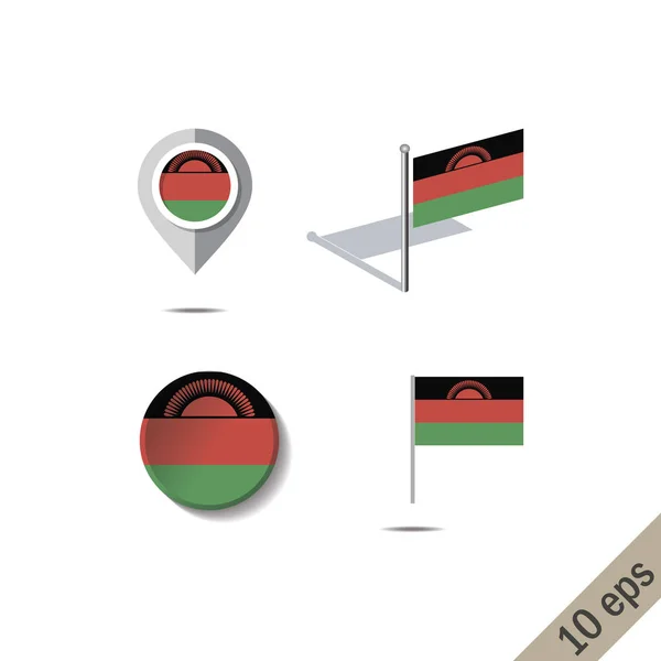 Mapa pinos com bandeira de Malawi — Vetor de Stock