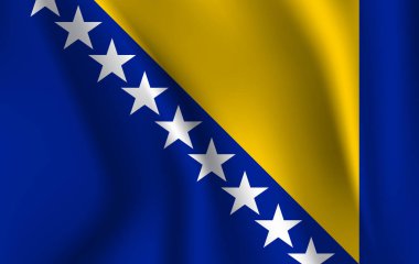 Bosna bayrağı sallayarak gerçekçi. Kumaş dokulu akan bayrak, vektör Eps10