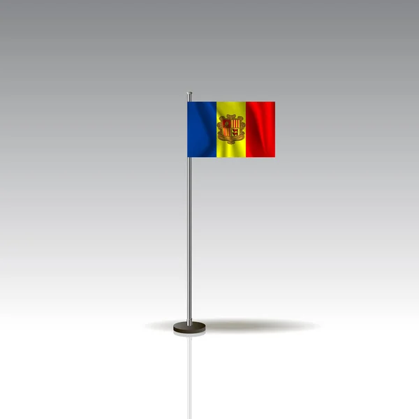 Bandiera Illustrazione del paese di ANDORRA. Bandiera nazionale ANDORRA isolata su sfondo grigio . — Vettoriale Stock
